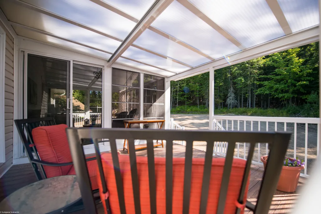 Durable Acrylic Patio Covers providing shade and weather protection for a beautiful outdoor living space with seating and garden side views.